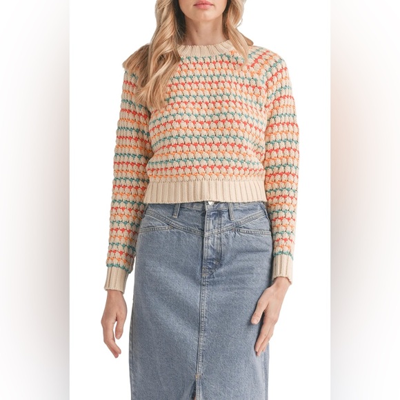 All in Favor Sweaters - All in Favor - Rainbow Stripe Sweater - Size S